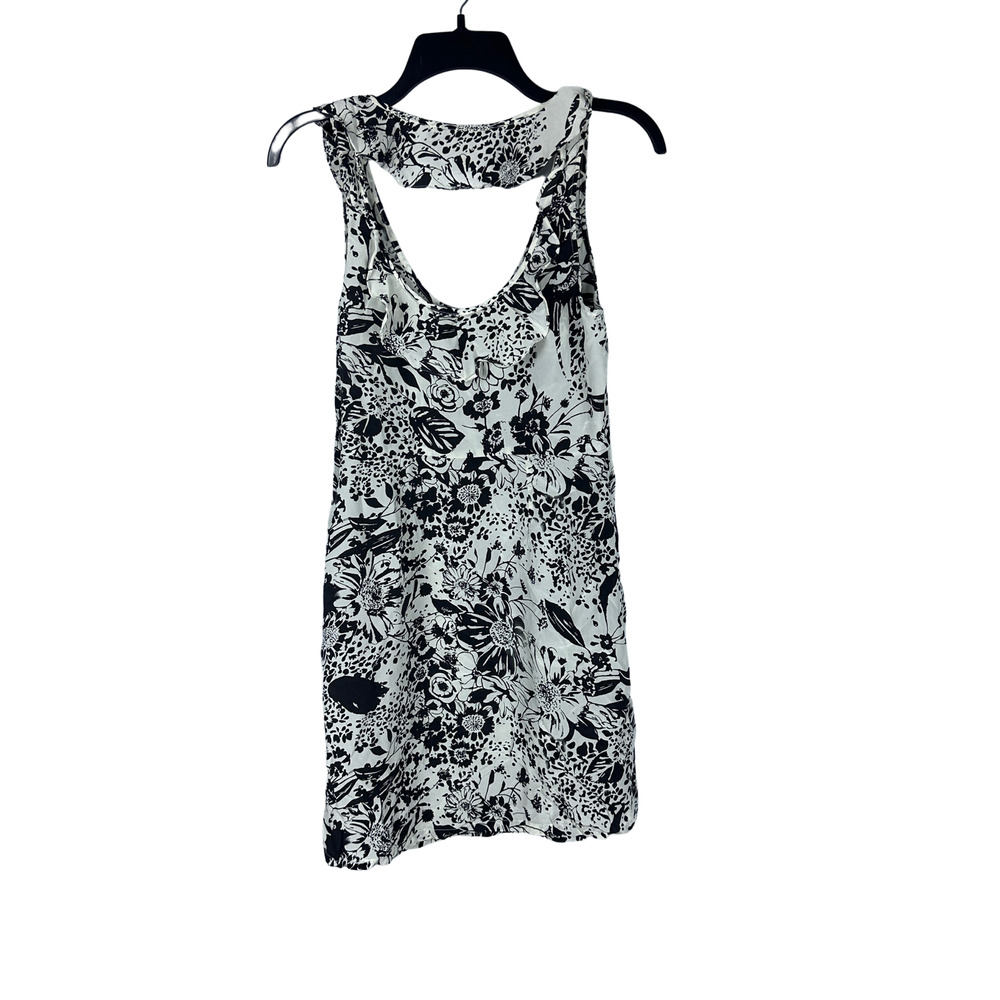 Kimchi Blue Ruffle Sleeveless Black White 100% Silk Floral Print Dress Size‎ 6 - Picture 2 of 6